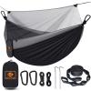 Qevooon Camping Hammock with Net,Travel Portable Lightweight Hammocks with Tree Straps and Solid D-Shape Carabiners,Parachute Nylon Hammock for Outsides Backpacking Beach Backyard Patio Hiking view 1