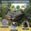 Qevooon Camping Hammock with Net,Travel Portable Lightweight Hammocks with Tree Straps and Solid D-Shape Carabiners,Parachute Nylon Hammock for Outsides Backpacking Beach Backyard Patio Hiking view 2