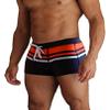 COOFANDY Mens Square Leg Swimsuit Fashion Print Swimwear Color Block Bathing Suit Swimming Brief Red Stripe XL view 1