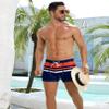 COOFANDY Mens Square Leg Swimsuit Fashion Print Swimwear Color Block Bathing Suit Swimming Brief Red Stripe XL view 3