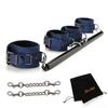 EXREIZST Expandable Black Spreader Bar with 4 Blue Leather Straps Adjustable Exercise Training Tools Set for Home Gyms view 1