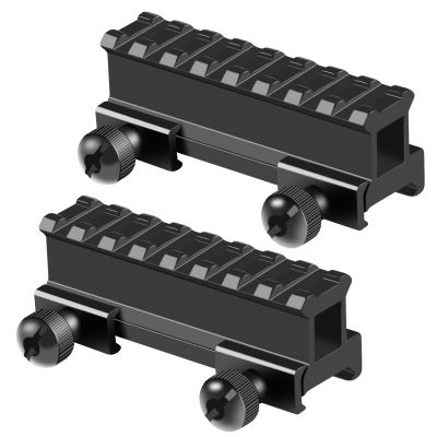 FENTUK Picatinny Riser Mounts, 1 Inch High Profile 8 Slots Picatinny Rail Riser Mount with See Through Design for Scopes Optics Red Dots Sights - 2 Pack