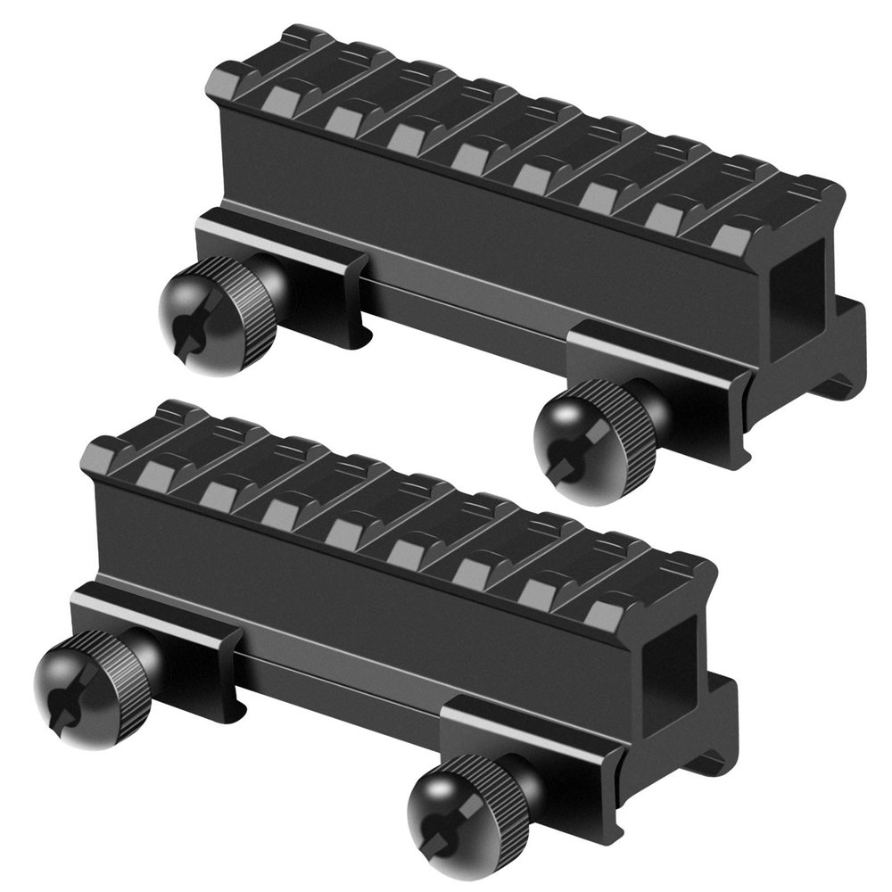 FENTUK Picatinny Riser Mounts, 1 Inch High Profile 8 Slots Picatinny Rail Riser Mount with See Through Design for Scopes Optics Red Dots Sights - 2 Pack