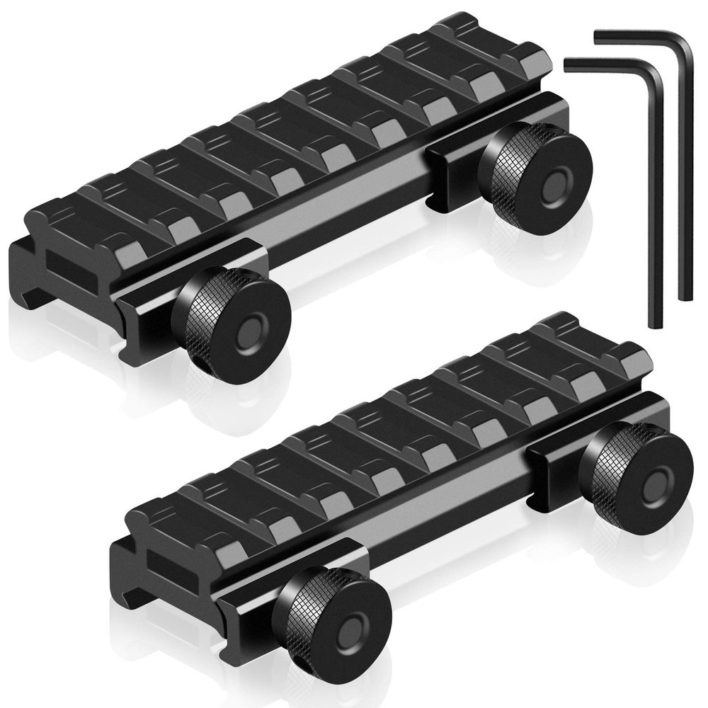 FENTUK 0.5" Picatinny Riser Mounts, 1/2 Inch Low Profile 8 Slots Picatinny Rail Riser Mount with See Through Design for Scopes Optics Red Dots Sights - 2 Pack
