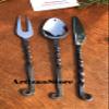 ARTIZANSTORE Hand Forged Cutlery Set | Medieval Eating Utensils with Leather Belt Pouch | Iron Flatware for Travel | Antique Style for LARP & Cosplay view 3