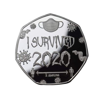 2020 Challenge Coin I Survived 2020 Commemorative Coin Gift for Friends Family Collectors Silver (Silver)
