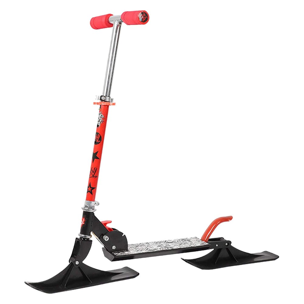 TGHY Snow Kick Scooter Easy Folding Snow Sled Ski Scooter Snowmobile Aluminum Alloy Snowboard Winter Gift for Boys and Girls,Red