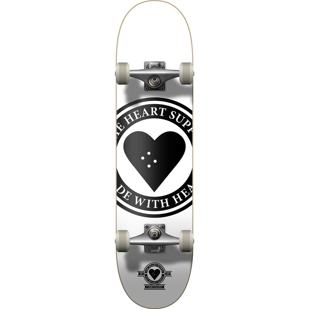 Heart Supply Badge Logo Complete Skateboard -8.0 White