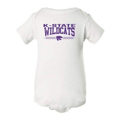 CornBorn K-State Infant Bodysuit - K-State Wildcats 3 Stripe Powercat - White - 6M