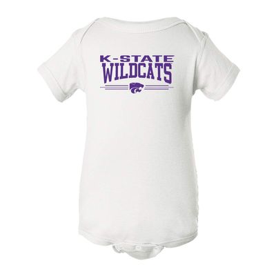 CornBorn K-State Baby Clothes - K-State Wildcats 3 Stripe Powercat - White - 12M