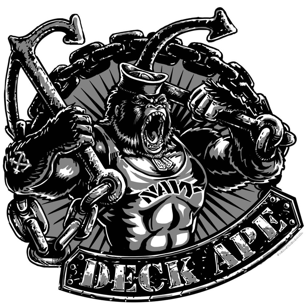 Deck Ape Boatswain's Mate Deck Division USN Sailor Veteran 3-18 Inch US Military Decal Sticker