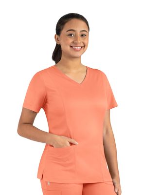 Maevn Matrix Womens Modern Fit Double V-Neck Medical Nurse Scrub Top, 3 Pockets, Inner Utility Loop, Bungee Loop