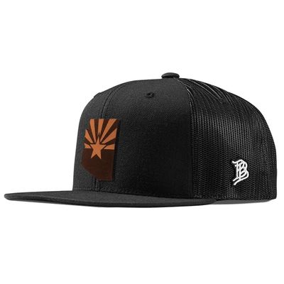 Branded Bills Arizona 48 Leather Black Flat Trucker, Lightweight, Comfortable Baseball Cap