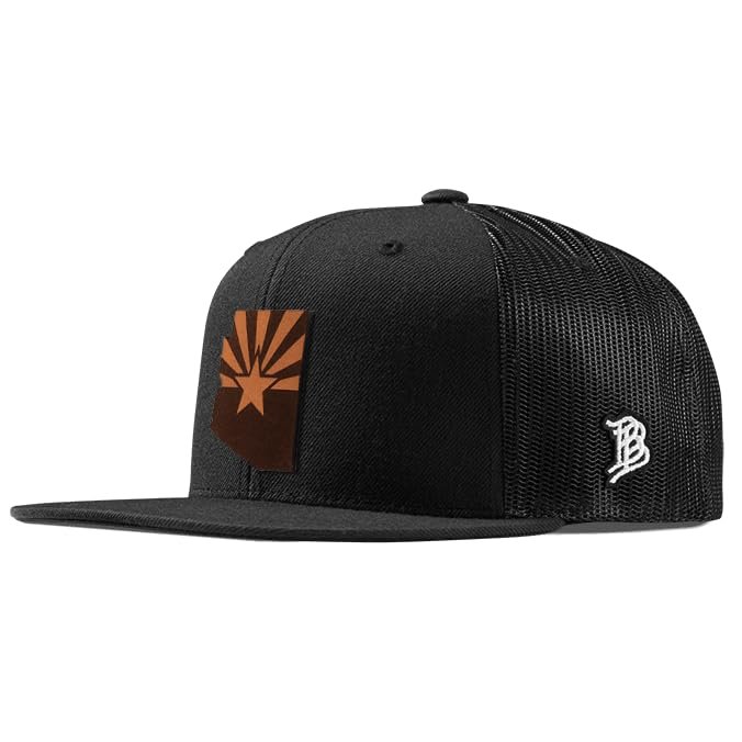 Branded Bills Arizona 48 Leather Black Flat Trucker, Lightweight, Comfortable Baseball Cap