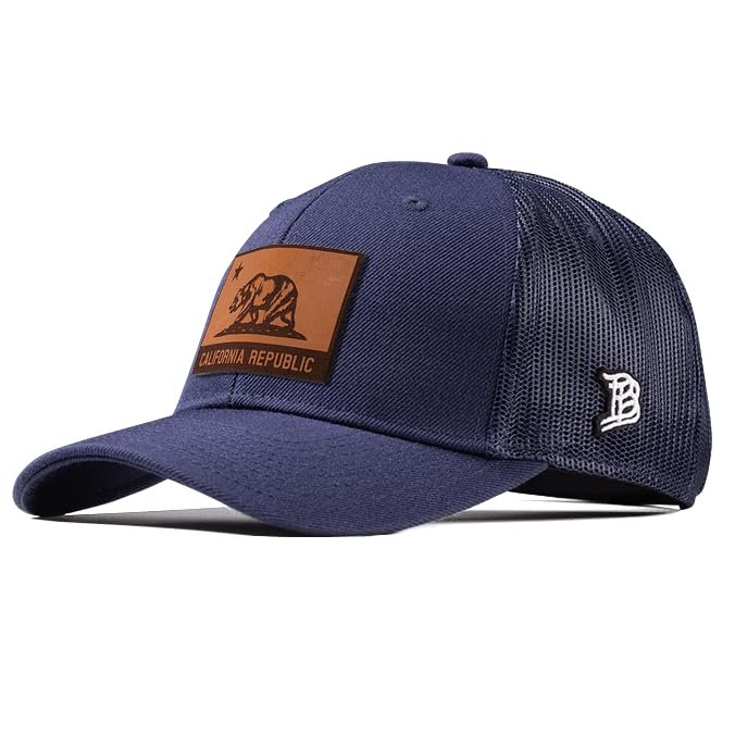 Branded Bills California 31 Tan Leather Heather Grey Curved Trucker, Lightweight, Comfortable Baseball Cap