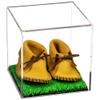 Better Display Cases Baby Shoes Clear Display Case - Small Cube Box with Turf Base 5" x 5" x 5" (A081, V24) view 1