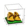 Better Display Cases Baby Shoes Clear Display Case - Small Cube Box with Turf Base 5" x 5" x 5" (A081, V24) view 2