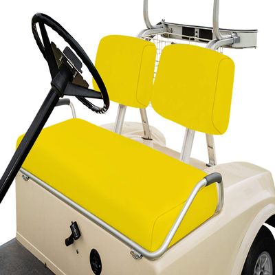 Bar Stool Covers 4 less Club Car Pre-2000 DS Golf Cart Front Replacement Seat Cover Set Made with Marine Grade Vinyl - Staple On Installation (Yellow)