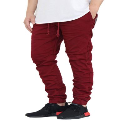 AIRNINE Men's Twill Cargo Jogger Pants (Burgundy_AP876, Large)