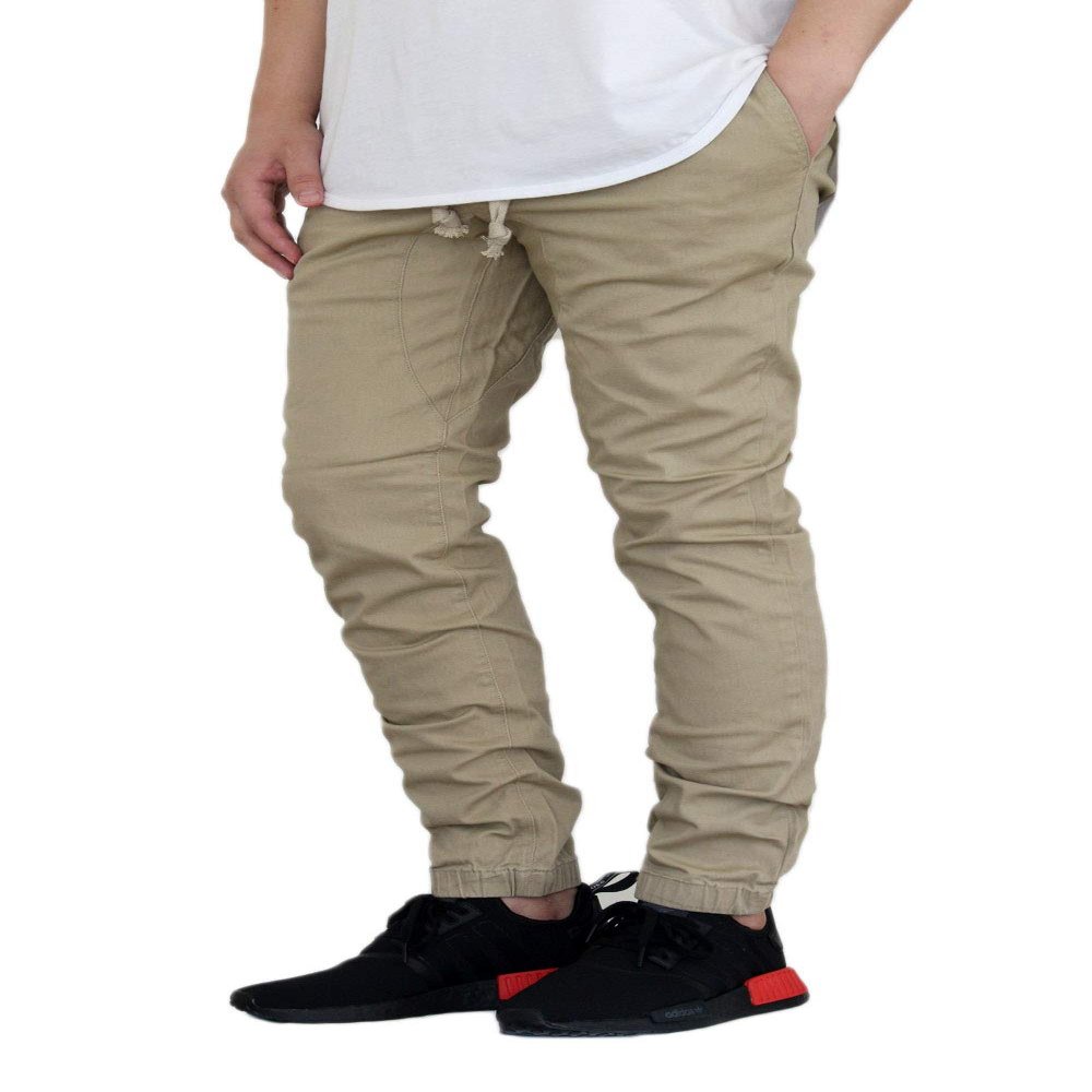 AIRNINE Men's Twill Cargo Jogger Pants (Khaki_AP876, Small)
