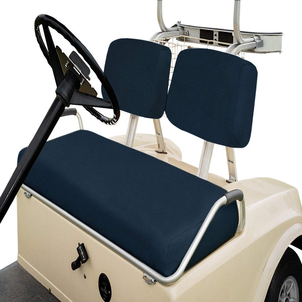 Bar Stool Covers 4 less Club Car Pre-2000 DS Golf Cart Front Replacement Seat Cover Set Made with Marine Grade Vinyl - Staple On Installation (Navy Blue)