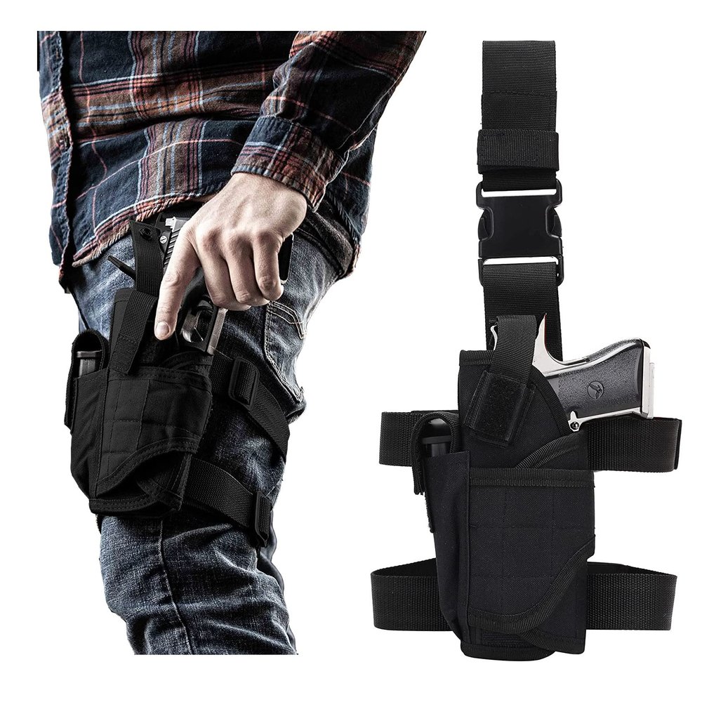 Left Handed Leg Holsters for Pistols, Drop Leg Holster Thigh Gun Holster for Men, Airsoft Pistol Holster Adjustable Tactical Leg Harness for Large Medium Pistols