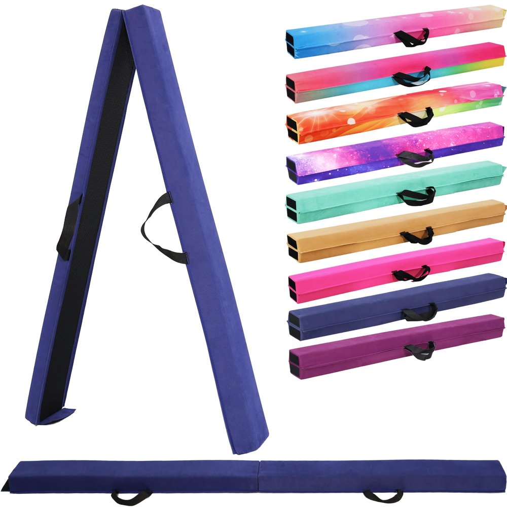 6FT/9FT Folding Balance Beam for Kids ages 3-39- Foldable Gymnastics Floor Beam,Anti-Slip ,Carrying Bag, Faux Suede Covered,EVA foam,Gymnastics Equipment for Kids Training At Home,School,Gym Center