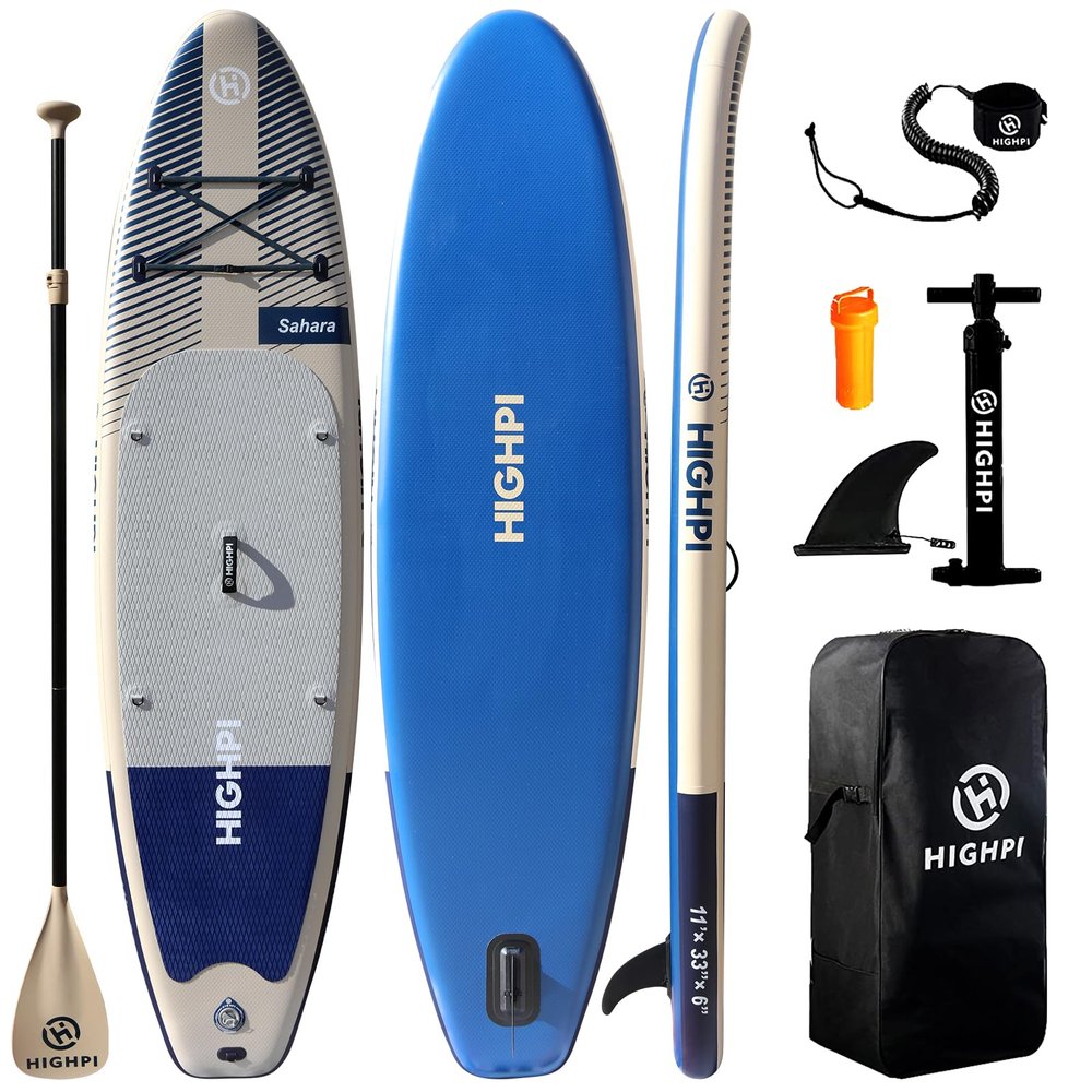 Highpi 11ft Inflatable Stand Up Paddle Board for Youth and Adults Wide Sup with Premium Accessories, Blow Up Paddleboard for Surfing, Fishing, Yoga & More
