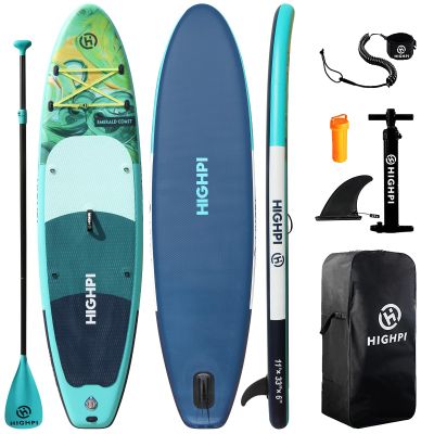 Highpi 11ft Inflatable Stand Up Paddle Board for Youth and Adults Wide Sup with Premium Accessories, Blow Up Paddleboard for Surfing, Fishing, Yoga & More