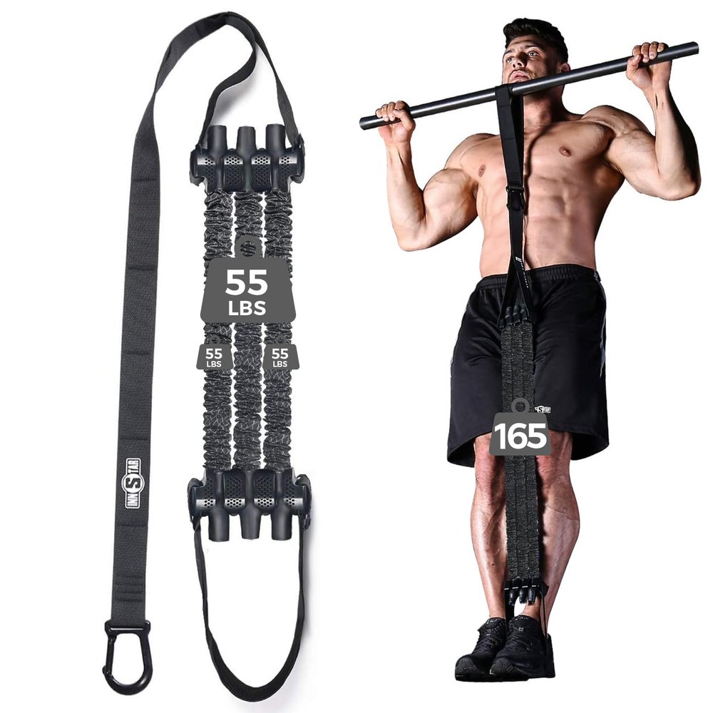 Innstar Pull Up Assistance Bands, 3 Heavy-Duty Adjustable Pull Up Bands Set, Pull Up Bands Assistance Bands for Enhanced Strength Training - Patent (Black 165lbs Adjustable Resistance)