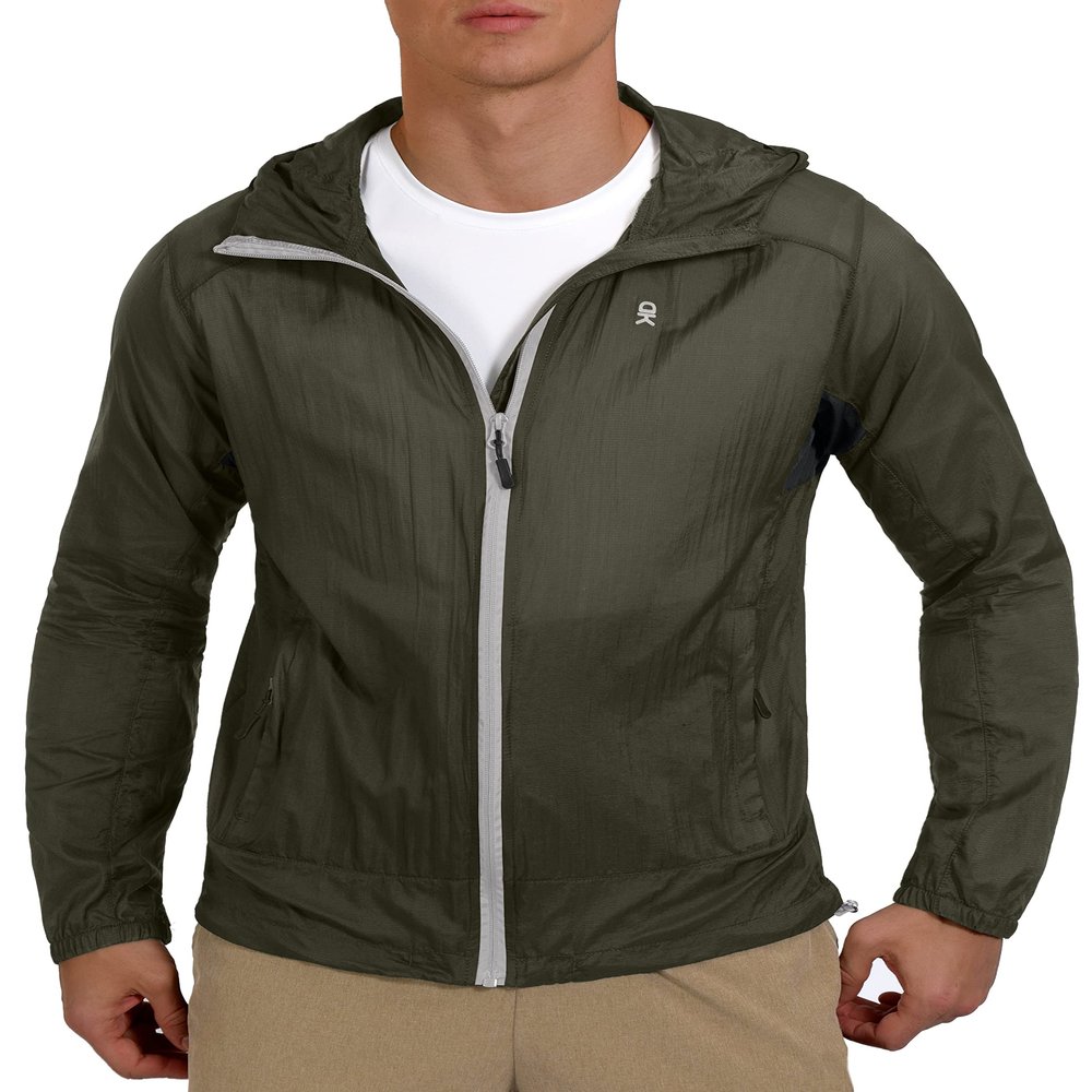 Little Donkey Andy Mens Upgraded 50 Sun Protection Jacket Packable Waterproof Lightweight Full Zip Hoodie for Running Travel Outdoors Olive Night XXL
