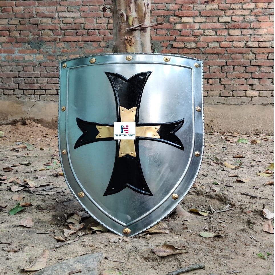 Nautical-Mart SCA Medieval All Metal Handcrafted Heater Shield Reenactment Halloween Costume