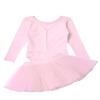 easyforever Big Girls Ballerina Dance Dress Set Gymnastics Clothes Long Sleeve Leotard with Mesh Young Ballet Skirt Pink 8 view 3