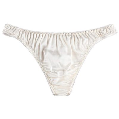 DINGGUANGHE-CUP Men's Thongs, Briefs Men's Briefs Low-Rise Thong Breathable Mulberry Silk Underwear Underpants (Color : White, Size : X-Large)
