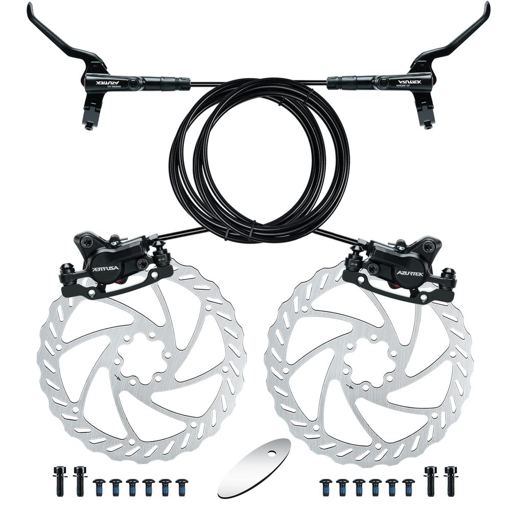 RUJOI Bike Disc Brake Kit, Hydraulic Disc Brake Set with Aluminum Oil Pressure Caliper and Alloy Bicycle Brake Lever, 160mm Rotor, Bicycle Accessories for MTB/Ebike/Folding Bike/Scooter/Fat Bike