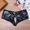 DINGGUANGHE-CUP Men's Thongs, Briefs Women Underwear Lingerie Crotch Open Panties Faux Leather Brief Underpants (Color : Black, Size : Medium) view 3