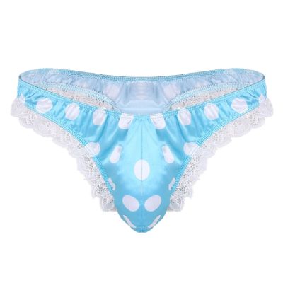 DINGGUANGHE-CUP Men's Thongs, Briefs Mens G-String Thong Bikini Briefs Lingerie Shiny Underwear Low Rise Panties (Color : Sky Blue, Size : Medium)