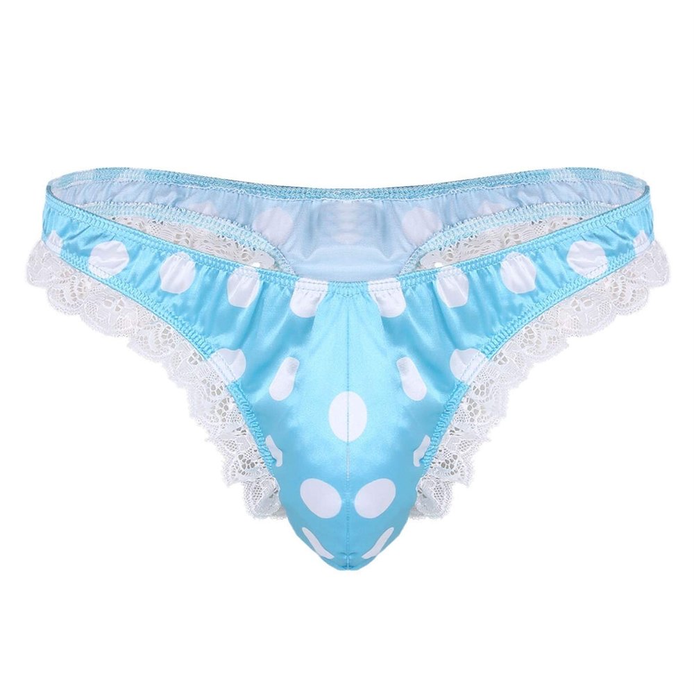 DINGGUANGHE-CUP Men's Thongs, Briefs Mens G-String Thong Bikini Briefs Lingerie Shiny Underwear Low Rise Panties (Color : Sky Blue, Size : Medium)