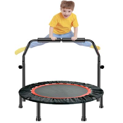 TXTC Exercise Trampoline for Adult, 40inch Fitness Rebounder Trampoline Five-Speed Adjustable Armrest for Indoor Workout, Foldable Fitness Trampoline with Storage Bag. (Color : C, Size : 40inch)