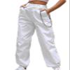 Andongnywell Ladies Solid Color Sport slaXYKs Harlan Pants Wide Legs Long Pants with Chain and poXYKets Trousers (White,XX-Large) view 1