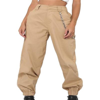 Andongnywell Women's High Waist Hip Hop Dance Tapered Cargo Jogger Pants Trousers Harem Baggy Jogging Sweatpants (White,X-Large)