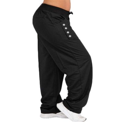 Andongnywell Women's Casual Relaxed-Fit Wide Leg Pants Women's Straight Slacks with Casual Slacks Pure Color Trousers (Black,4X-Large)