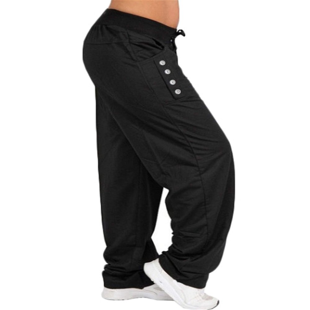 Andongnywell Women's Casual Relaxed-Fit Wide Leg Pants Women's Straight Slacks with Casual Slacks Pure Color Trousers (Black,4X-Large)