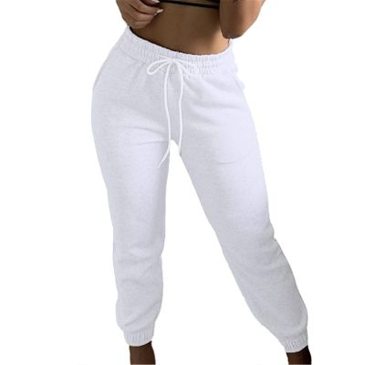 Andongnywell Womens High Waisted Workout Running Hiking Summer Pants Elastic Waist Trousers with Pockets (White,XX-Large)