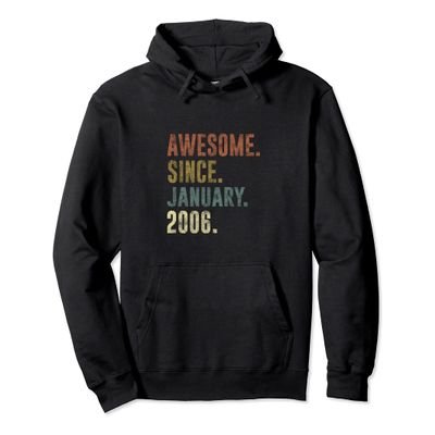 17th Retro Birthday Vintage Awesome Since January 2006 Pullover Hoodie