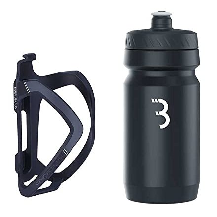 BBB Cycling FlexCage and CompTank Bike Bottle Cage and Bottle Set BPA-Free Water Bottle Bike Bottle Holder Universal Fit 550ml I BBC-36C, Black/White
