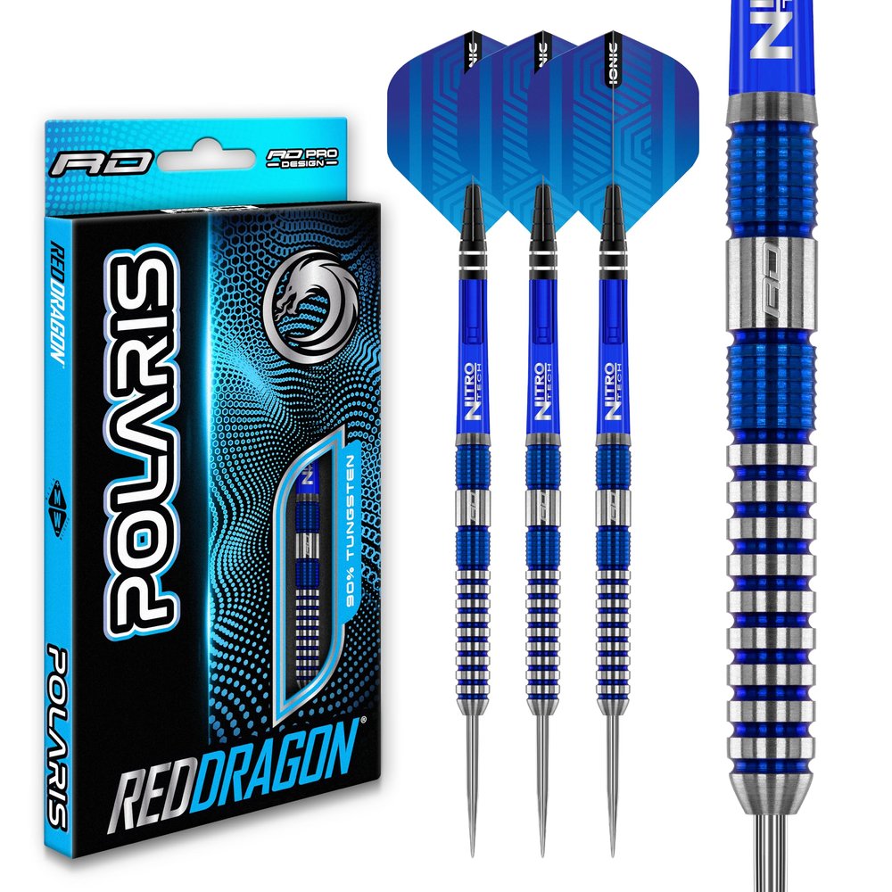 RED DRAGON Polaris: 26 gram Tungsten Professional Darts Set with Flights and Nitrotech Shafts (Stems)