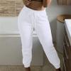 Andongnywell Womens High Waisted Workout Running Hiking Summer Pants Elastic Waist Trousers with Pockets (White,Large) view 4