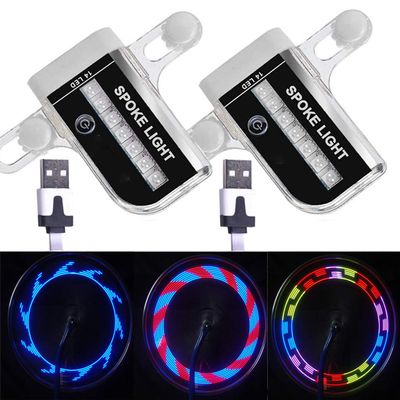 Solhice 2 Tire Rechargeable LED Bike Wheel Lights, Waterproof Bicycle Spoke Lights, 30 Patterns Cycling Tire Lights for Kids Adults Night Riding