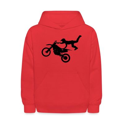 Spreadshirt Motocross Motorcycles Athlete Sport Tricks Kids' Hoodie, L, red